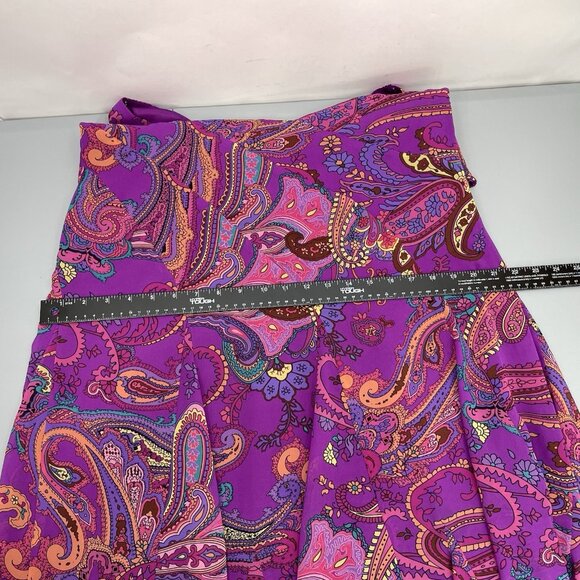 Jones New York Midi Dress Fit & Flare Patchwork Sleeveless Paisley Purple 14 - Picture 7 of 8